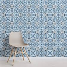 white blue portuguese tile wallpaper