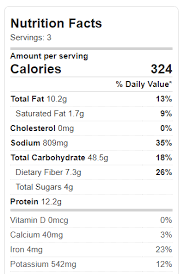 nutrition facts for vegan mac and