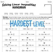 solve multi step inequalities hangman