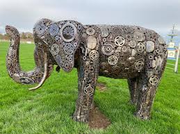 Large Recycled Metal Elephant Sculpture