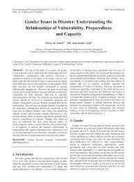 pdf gender issues in disaster understanding the relationships of pdf gender issues in disaster understanding the relationships of vulnerability preparedness and capacity