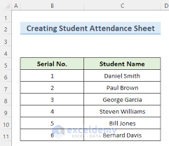 student attendance sheet in excel