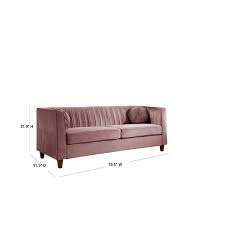 Us Pride Furniture Lowery 79 5 In Rose Velvet 3 Seats Tuxedo Sofa With Square Arm Pink