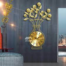 Large Wall Clocks Fl Gold Luminous