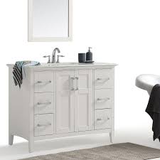 H simplicity vanity center basin with side drawers in dewy morning with 226. Simpli Home Winston 42 Inch Bath Vanity In White With White Quartz Marble Top The Home Depot Canada