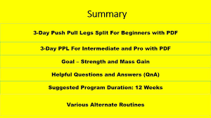 push pull legs 3 day split routine with