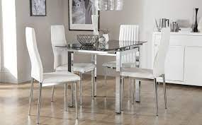 dining table with 4 leon white chairs