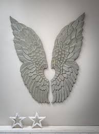 R Pair Of Large Grey Angel Wings