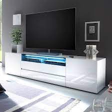 genie wide tv stand in high gloss white