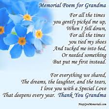 memorial poems for grandma poems to