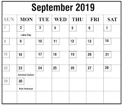 Free September 2019 Printable Calendar Template In Pdf