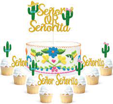 Fiesta, mexican theme birthday cake for a man who was turning 35, and loves mexican food. Buy Gender Reveal Baby Shower Party Cupcake Toppers Taco Bout A Baby Party Glitter Cake Toppers Mexican Themed Party Supplies Fiesta Cinco De Mayo Senor Or Senrita He Or She Boy Or