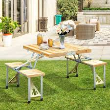 Outsunny Portable Wooden Dining Picnic