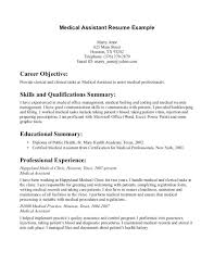 Resume Objective Examples For Medical Assistant Under