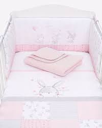 pink white baby bedding