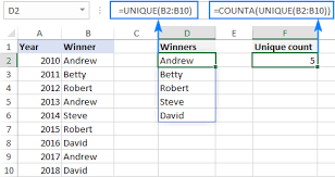 how to count unique values in excel