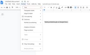 how to strikethrough text in google