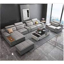 Groton Modern Leather Sectional Sofa In