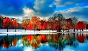 Snowy Late Autumn, autumn, colors, bonito, trees, sky, snowy, late, river, reflections, HD wallpaper | Peakpx