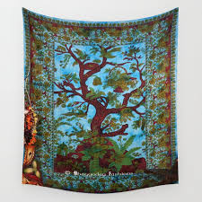 Turquoise Indian Tree Of Life Tapestry