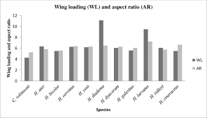 Bar Chart Of Wing Loading And Aspect Ratio For 11 Species Of