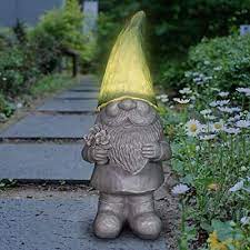 Solar Gnome Statue Green Led Hat
