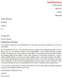 Warehouse Operative Job Application Letter Cover Letter
