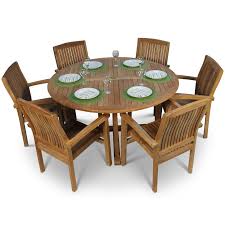 Round Teak Garden Table And 6 Chairs