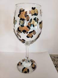 Hand Painted Wine Glasses Animal Print