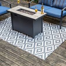 nuu garden 5x7 ft rectangular gray and white patio carpet fade resistant outdoor rug