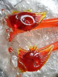 Glass Fish Vase Red Tulip Glass Vase