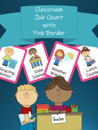 Classroom Job Chart With Pink Border