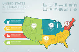 Usa Map With Infographic Elements Infographics Layouts Vector