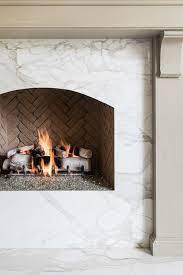 Taupe Fireplace Mantel With Marble