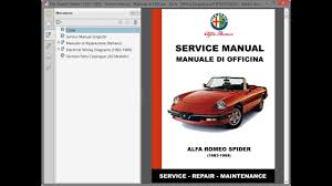 At the end of 1967, he was replaced by the 1750 spider veloce with a 118 hp engine. Alfa Romeo Spider 1983 1989 Service Manual Manuale Di Officina Parts Wiring Diagrams Youtube