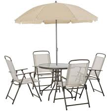 umbrella with 4 folding dining chairs