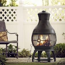 Heatmaxx 45 In Outdoor Fireplace Wooden Black Fire Pit Chimenea