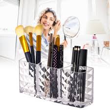 clear acrylic makeup brush holder desk