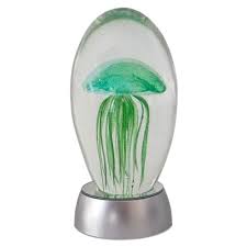 Green Glass Jellyfish Paperweight