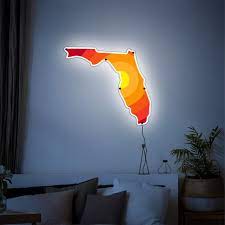 Florida Wall Art Light Up Florida State