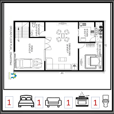 22x35 Modern House Plan Design 1 Bhk