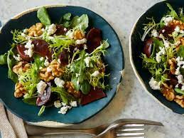 Goats Cheese Salad With Beetroot And Walnuts gambar png