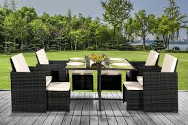 9 piece rattan cube dining set with