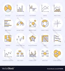 Chart Types Flat Line Icons Linear Graph Column