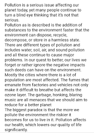 a paragraph on pollution in adout 100