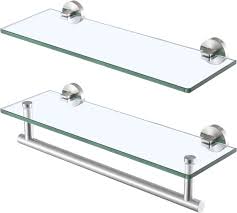 Glass White Bathroom Shelves For