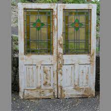 Antique Double Door Set With Stained