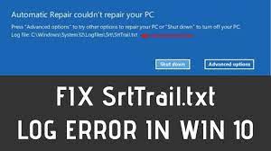 how to fix srttrail txt log error in