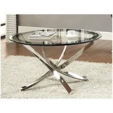 Chrome Finish Coffee Table Tempered Glass