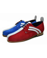 Blue Red And White Leather And Suede Bowling Shoe Steelground